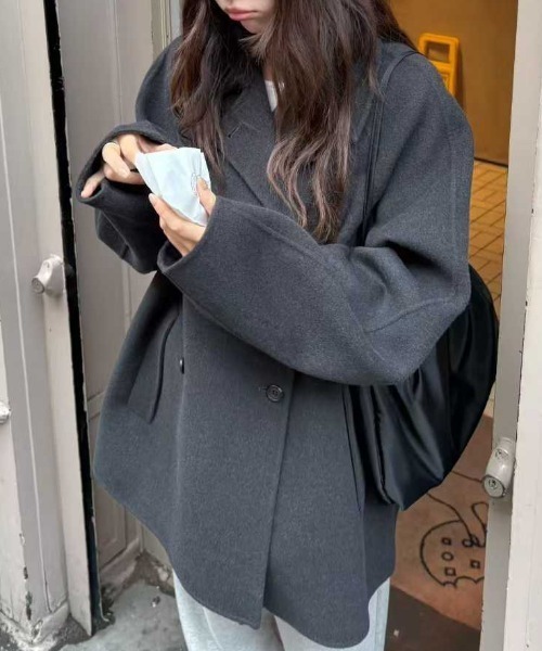 Aelina（エリナ）の「襟付きピーコート（ピーコート・レディース・ダークグレー/ブラック・FREE）」の19枚目の写真