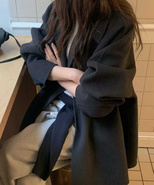 Aelina（エリナ）の「襟付きピーコート（ピーコート・レディース・ダークグレー/ブラック・FREE）」の15枚目の写真