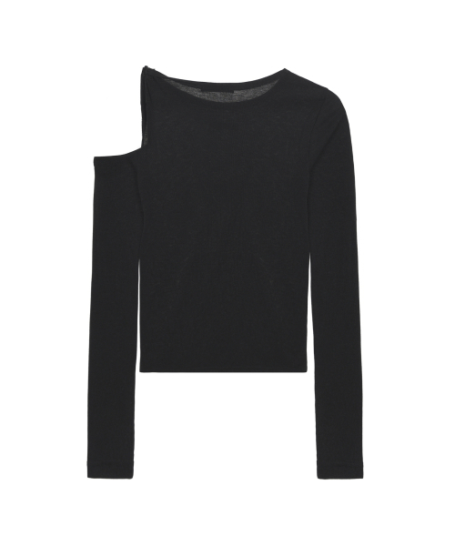 NICK&NICOLE(ニックアンドニコール)の「TWIST CUT OUT RIBBED SLEEVE TOP_BLACK(Tシャツ/カットソー・レディース・その他・FREE)」の5枚目の写真