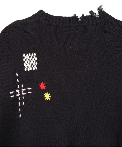 BEAVER（ビーバー）の「B omnivore/ビーオムニボー　HAND STITCH CREWNECK KNIT ハンドステッチクルーネックニット（ニット/セーター・メンズ・サックスブルー/ブラック/ベージュ・M/L）」の5枚目の写真