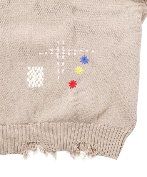 BEAVER（ビーバー）の「B omnivore/ビーオムニボー　HAND STITCH CREWNECK KNIT ハンドステッチクルーネックニット（ニット/セーター・メンズ・サックスブルー/ブラック/ベージュ・M/L）」の11枚目の写真