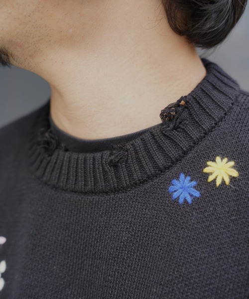 BEAVER（ビーバー）の「B omnivore/ビーオムニボー　HAND STITCH CREWNECK KNIT ハンドステッチクルーネックニット（ニット/セーター・メンズ・サックスブルー/ブラック/ベージュ・M/L）」の20枚目の写真