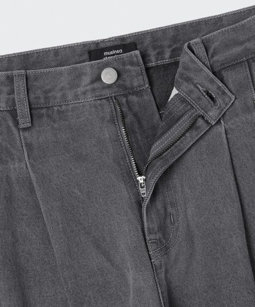 MUSINSA STANDARD（ムシンサスタンダード）の「ツーピンタックワイドデニムパンツ[グレー]（デニムパンツ・メンズ・その他・29/30/31/33/26/27/28/38/42/36/34/32）」の3枚目の写真