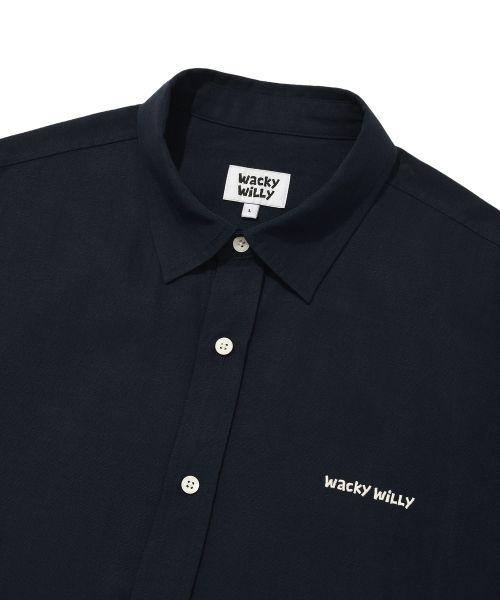 Wacky WiLLy（ワッキーウィリー）の「リネン混合オーバーサイズ半袖シャツネイビー（シャツ/ブラウス・レディース・その他・SMALL/MEDIUM/LARGE/X-LARGE）」の4枚目の写真