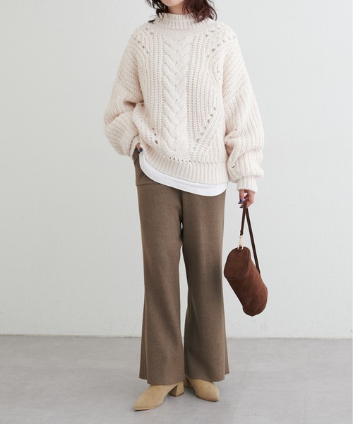 LARUTA（ラルータ）の「【LARUTA】ウール混リブニットパンツ（その他パンツ・レディース・オフホワイト/チャコールグレー/モカ・FREE）」の16枚目の写真