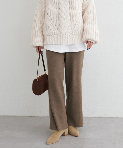 LARUTA（ラルータ）の「【LARUTA】ウール混リブニットパンツ（その他パンツ・レディース・オフホワイト/チャコールグレー/モカ・FREE）」の14枚目の写真