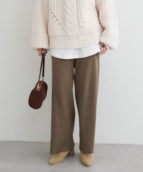 LARUTA（ラルータ）の「【LARUTA】ウール混リブニットパンツ（その他パンツ・レディース・オフホワイト/チャコールグレー/モカ・FREE）」の15枚目の写真