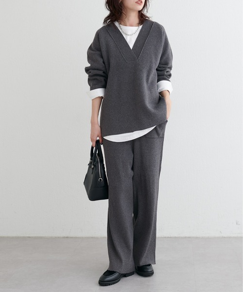 LARUTA（ラルータ）の「【LARUTA】ウール混リブニットパンツ（その他パンツ・レディース・オフホワイト/チャコールグレー/モカ・FREE）」の12枚目の写真