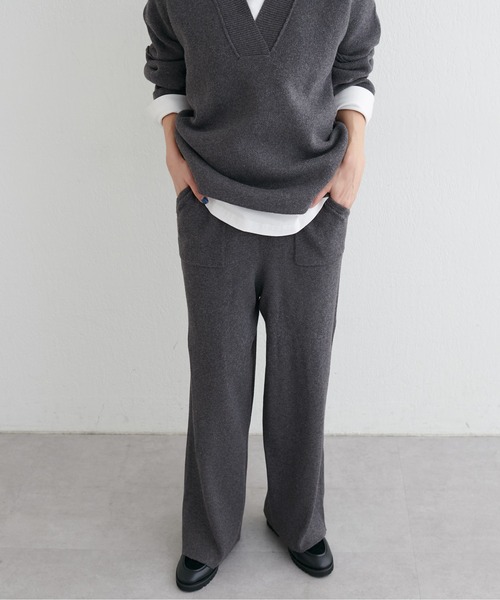 LARUTA（ラルータ）の「【LARUTA】ウール混リブニットパンツ（その他パンツ・レディース・オフホワイト/チャコールグレー/モカ・FREE）」の8枚目の写真