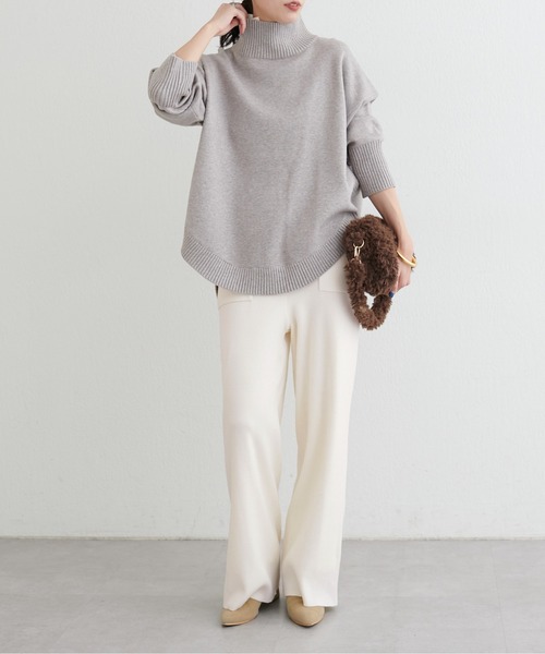 LARUTA（ラルータ）の「【LARUTA】ウール混リブニットパンツ（その他パンツ・レディース・オフホワイト/チャコールグレー/モカ・FREE）」の6枚目の写真