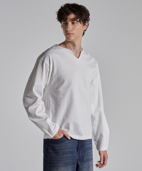 Parts Lab.（パーツラボ）の「【Parts Lab.】Basic Cotton Long Sleeved Tee / ベーシックコットンロングスリーブTシャツ（Tシャツ/カットソー・メンズ・ベージュ/ホワイト/ブラック系1/ブラック/ホワイト系1/ベージュ系1・S/M/L）」の2枚目の写真