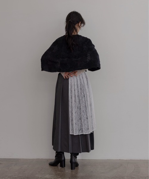 Eimee Law（エイミーロウ）の「プリーツレイヤード3TEXロングスカート（スカート・レディース・ブラウン/レッド/ダークグレー・MEDIUM）」の7枚目の写真