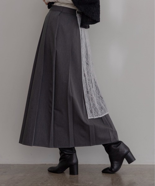Eimee Law（エイミーロウ）の「プリーツレイヤード3TEXロングスカート（スカート・レディース・ブラウン/レッド/ダークグレー・MEDIUM）」の9枚目の写真