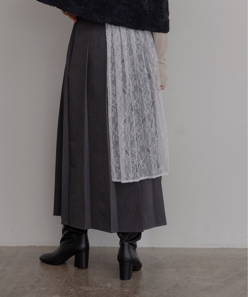 Eimee Law（エイミーロウ）の「プリーツレイヤード3TEXロングスカート（スカート・レディース・ブラウン/レッド/ダークグレー・MEDIUM）」の10枚目の写真