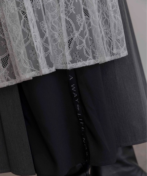 Eimee Law（エイミーロウ）の「プリーツレイヤード3TEXロングスカート（スカート・レディース・ブラウン/レッド/ダークグレー・MEDIUM）」の12枚目の写真