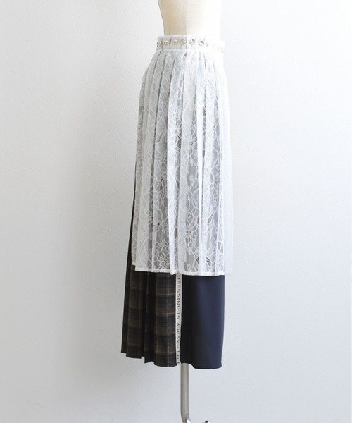 Eimee Law（エイミーロウ）の「プリーツレイヤード3TEXロングスカート（スカート・レディース・ブラウン/レッド/ダークグレー・MEDIUM）」の14枚目の写真