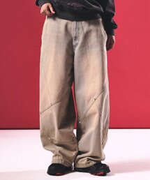 TRAVEL（トラベル）の「Wheat Denim Rivet Balloon Pants Bleached Blue（デニムパンツ）」