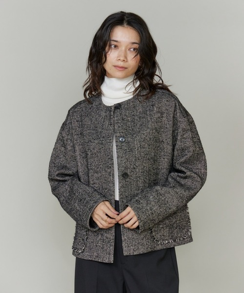 セール】PONTETORTOカラーレスジャケット（ノーカラーコート）｜INED