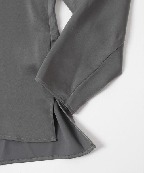 セール】ピーチサテンデザインスリーブブラウス（シャツ/ブラウス