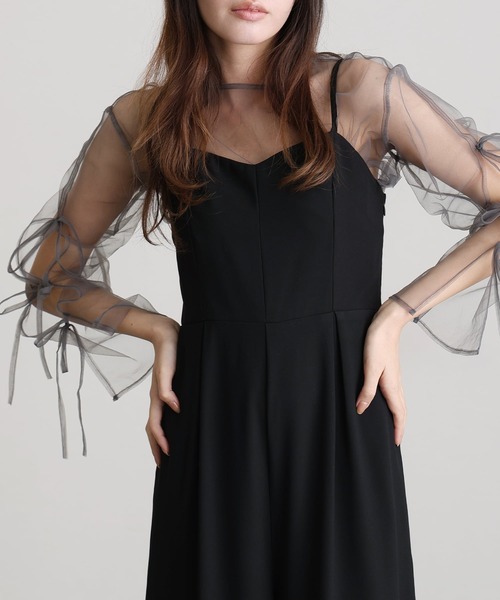 atlo(アトロ)の「オールインワンパーティードレス結婚式二次会&ワイドパンツボレロスリットシアートップス大きいサイズフォーマルロング丈オケージョンドレス同窓会成人式(パンツドレス・レディース・ブラック/ピンクベージュ・M/L/XL/XXL/4L/SS/5L)」の7枚目の写真