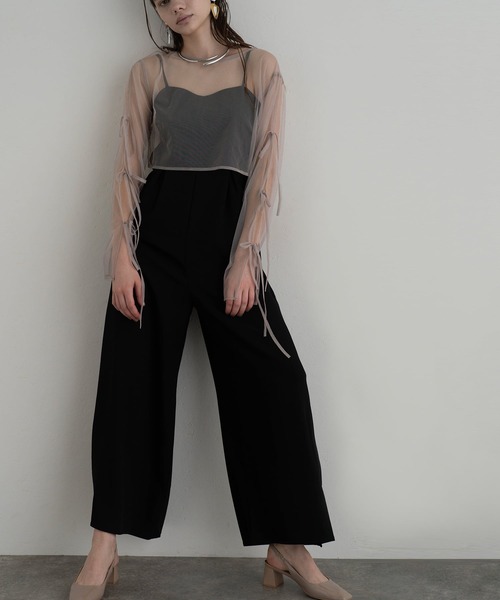 atlo（アトロ）の「オールインワン パンツドレス 結婚式 二次会&ワイドパンツ ボレロ スリット シアートップス 大きいサイズ フォーマル ロング丈 オケージョンドレス お呼ばれ 同窓会 成人式（パンツドレス・レディース・ブラック/ピンクベージュ/グレー/ベージュ・M/L/XL/XXL/4L/SS/5L）」の17枚目の写真
