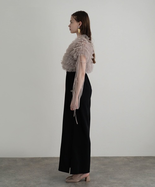 atlo（アトロ）の「オールインワン パンツドレス 結婚式 二次会&ワイドパンツ ボレロ スリット シアートップス 大きいサイズ フォーマル ロング丈 オケージョンドレス お呼ばれ 同窓会 成人式（パンツドレス・レディース・ブラック/ピンクベージュ/グレー/ベージュ・M/L/XL/XXL/4L/SS/5L）」の11枚目の写真