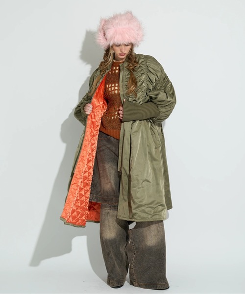 ANNA SUI NYC（アナ スイ エヌ ワイ シー）の「ANNA SUI NYC/アナ スイ エヌワイシー/ロングMA-1コート（MA-1・レディース・ブラック/カーキ・F）」の12枚目の写真