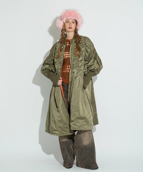 ANNA SUI NYC（アナ スイ エヌ ワイ シー）の「ANNA SUI NYC/アナ スイ エヌワイシー/ロングMA-1コート（MA-1・レディース・ブラック/カーキ・F）」の11枚目の写真