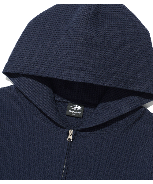 NICE GHOST CLUB（ナイスゴーストクラブ）の「THE GIRL GANG WAFFLE HOODIE ZIPUP_NAVY(NG2FFUM482A)（パーカー・レディース・ネイビー・SMALL/MEDIUM/LARGE）」の4枚目の写真