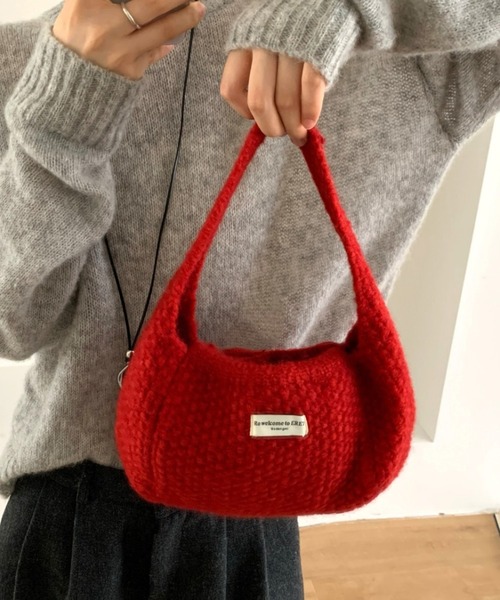 Vipoa(ヴィポア)の「knit handbag(ハンドバッグ・レディース・ブルー/グレー/アイボリー/レッド/ブラウン・FREE)」の6枚目の写真