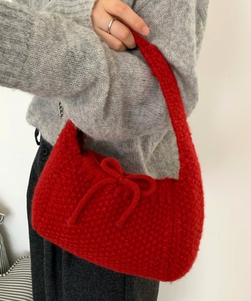 Vipoa(ヴィポア)の「knit handbag(ハンドバッグ・レディース・ブルー/グレー/アイボリー/レッド/ブラウン・FREE)」の9枚目の写真