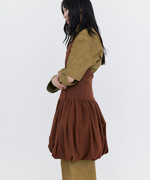 WNDERKAMMER（ブンダーカンマー）の「バルーンドレイヤードドレス_ブラウン（ワンピース・レディース・その他・SMALL/MEDIUM）」の3枚目の写真