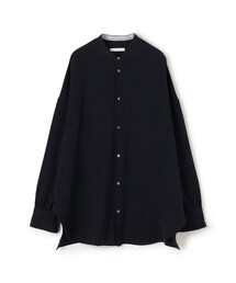 エアリーサッカー スタンドカラーロングシャツ