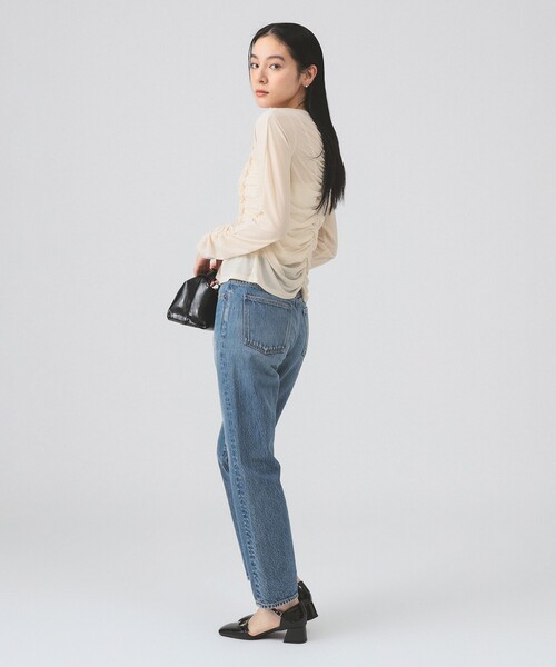 Ray BEAMS(レイビームス)の「シャーリング ギャザー カーディガン(Tシャツ/カットソー・レディース・ブラック/ベージュ・ONE SIZE)」の14枚目の写真