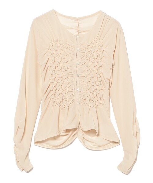 Ray BEAMS(レイビームス)の「シャーリング ギャザー カーディガン(Tシャツ/カットソー・レディース・ブラック/ベージュ・ONE SIZE)」の21枚目の写真