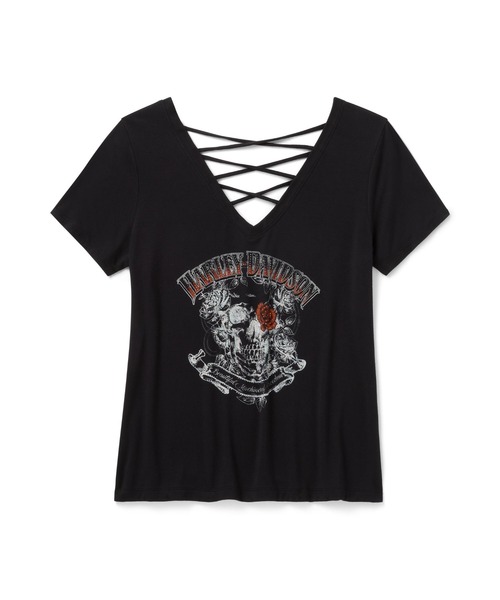 Harley-Davidson(ハーレーダビッドソン)の「ブリング ショートスリーブ レースバック Tシャツ - H-D(R)アフターライフ(Tシャツ/カットソー・レディース・ブラック系その他・X-SMALL/SMALL/MEDIUM/LARGE)」の1枚目の写真