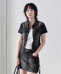 DECET WOMEN（デケット ウーマン）の「Western Slim Denim Short Shirts DCWSH002BlackA（シャツ/ブラウス）」