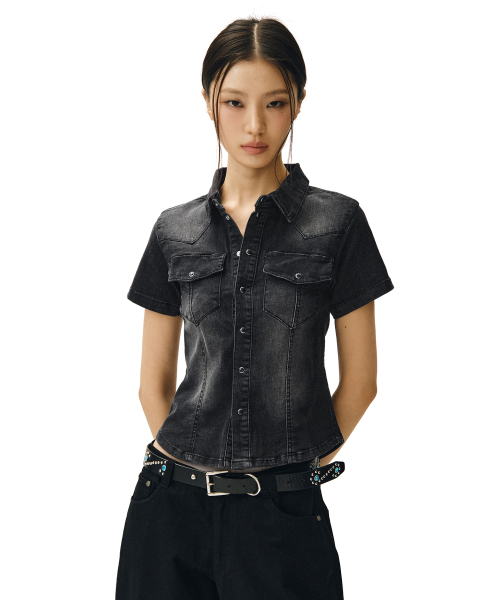 DECET WOMEN(デケット ウーマン)の「ウエスタンスリムデニムショートシャツ DCWSH002BlackA(シャツ/ブラウス・レディース・その他・SMALL/MEDIUM)」の10枚目の写真