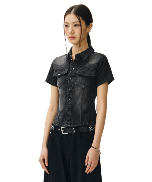 DECET WOMEN(デケット ウーマン)の「ウエスタンスリムデニムショートシャツ DCWSH002BlackA(シャツ/ブラウス・レディース・その他・SMALL/MEDIUM)」の6枚目の写真