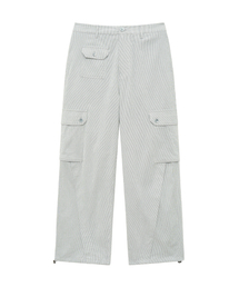 PINSTRIPE CARGO PANTS (LIGHT GRAY)