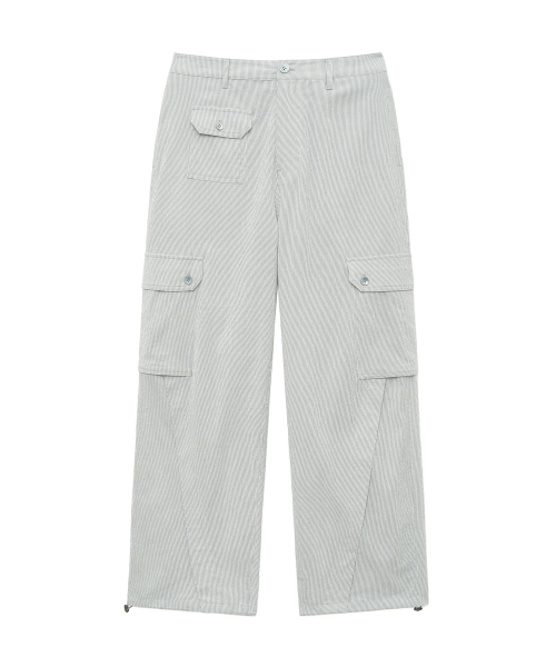 UNGIMMICK(アンジミック)の「PINSTRIPE CARGO PANTS (LIGHT GRAY)(その他パンツ・メンズ・その他・MEDIUM/LARGE)」の1枚目の写真