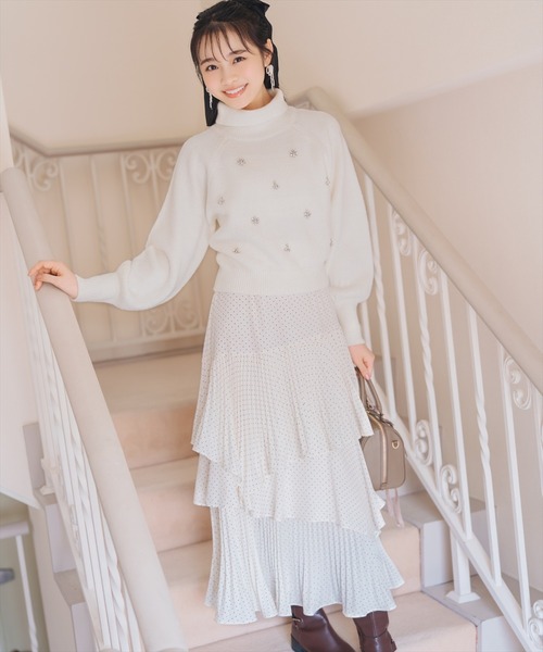 残りわずか】プリーツシフォンティアードスカート（スカート