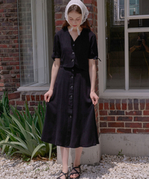 BIBYSEOB（バイバイソプ）の「[SET] リボンタイシャツ + ボタンロングスカート ブラック（ワンピース）」