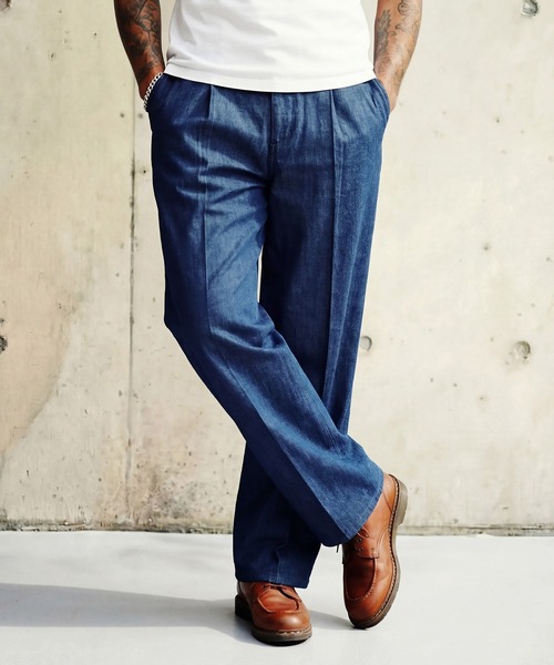 MILITARY（ミリタリー）の「【SETUP7】Pressed Washed Denim Trousers KKP　/　プレスドウォッシュデニムトラウザー（デニムパンツ・メンズ・ブラック系その他2/ネイビー系2/ネイビー系1/ブラック系1・M/L）」の3枚目の写真