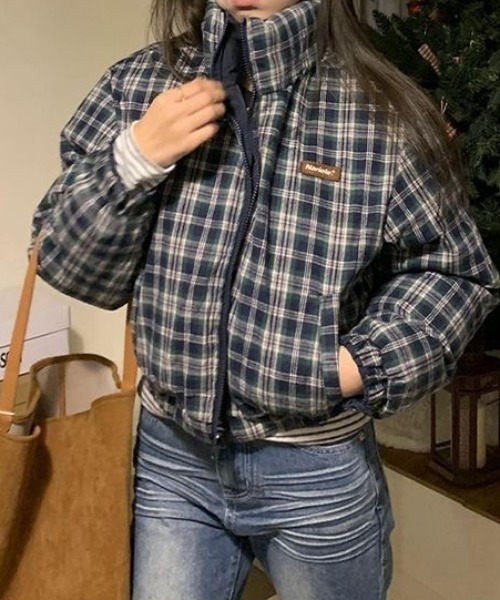 チェック柄中綿 ダウンジャケット（ダウンジャケット/コート