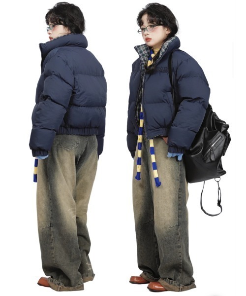 チェック柄中綿 ダウンジャケット（ダウンジャケット/コート