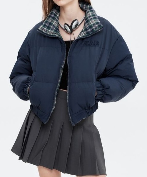 チェック柄中綿 ダウンジャケット（ダウンジャケット/コート