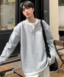 【NOWLE】フェイクレイヤード キーネック プルオーバー ロンT