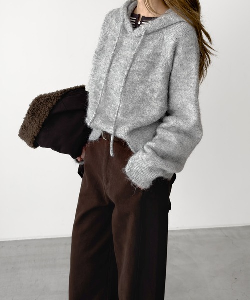 CANAL JEAN（キャナルジーン）の「El mar　ヘアリーパーカーニット（ニット/セーター・レディース・グレー/ブルー・ONE SIZE）」の7枚目の写真