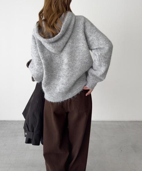 CANAL JEAN（キャナルジーン）の「El mar　ヘアリーパーカーニット（ニット/セーター・レディース・グレー/ブルー・ONE SIZE）」の8枚目の写真